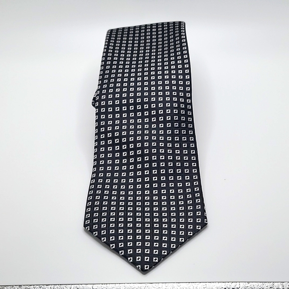 Murano 100% Silk Black White Geometric Contemporary Men's Tie - Picture 1 of 4
